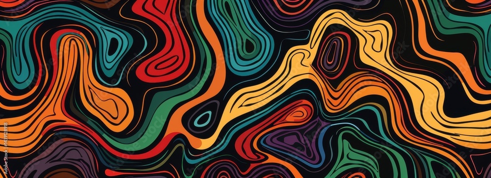 Abstract AI Generative art features wavy lines in red, orange, teal, and green against a dark backdrop for presentation design. Abstract AI Generative art features wavy lines in red, orange, teal, and green against a dark backdrop for presentation design.