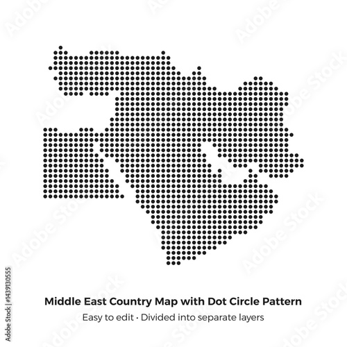 Stylized Middle East Map with Dot Circle Pattern Vector Art Illustration