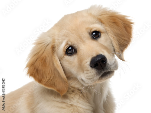 Obraz na płótnie Adorable Golden Retriever Puppy Smiling Isolate on transparent background cutout, PNG file, Cutout file w salonie