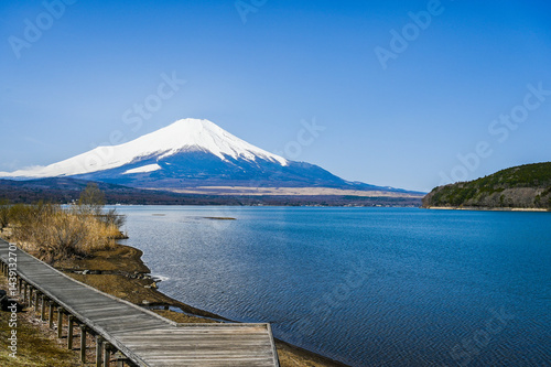 山梨県の山中湖と富士山