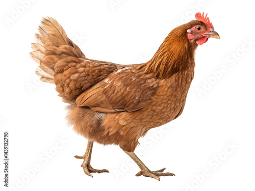 Obraz na płótnie Brown Chicken Walking Isolate on transparent background cutout, PNG file, Cutout file w salonie