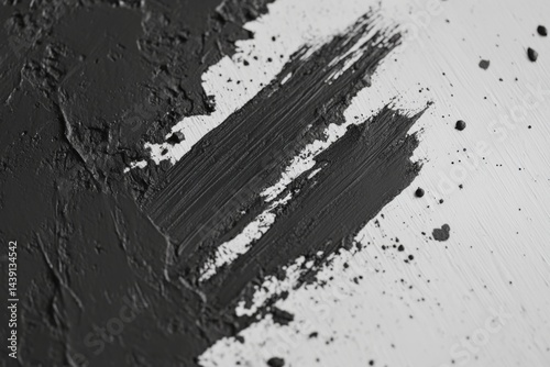 Abstract textured black and white paint strokes on a surface