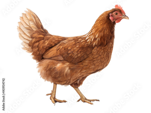 Brown Chicken Walking Isolate on transparent background cutout, PNG file, Cutout file