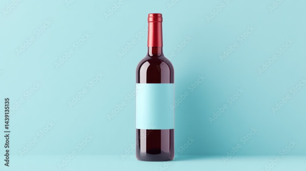Fototapeta premium single wine bottle stands elegantly on smooth solid color background exuding sophistication and minimalism