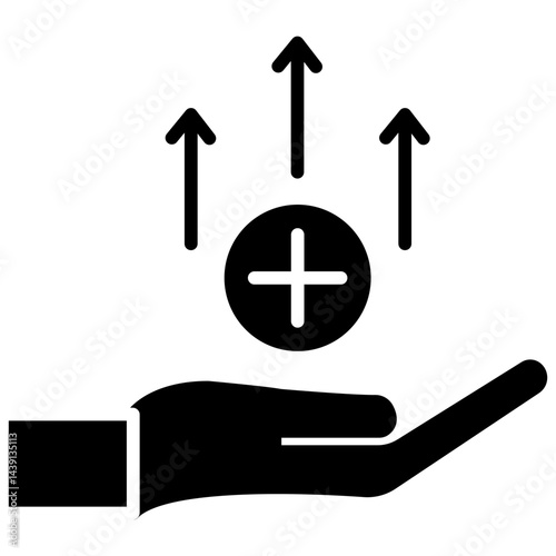 Improved Safety Glyph Icon, Improved Safety Icon – Security, Protection, Shield, Safety Measures, Risk Prevention Symbol