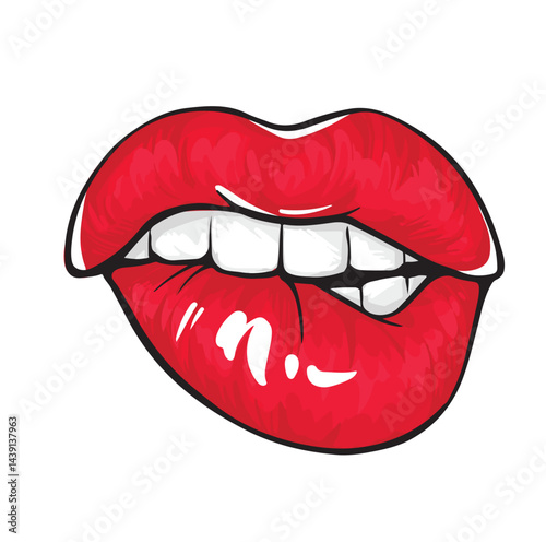 Vector illustration female hot lips  isolated on white background