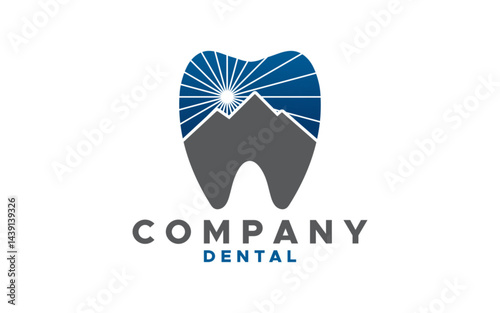 Dental with mountain logo design