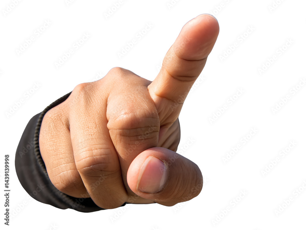 Pointing Hand Gesture Isolate on transparent background cutout, PNG file, Cutout file