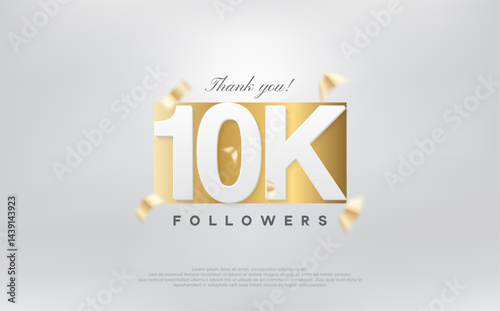 thank you 10K followers, simple design with numbers on gold paper.