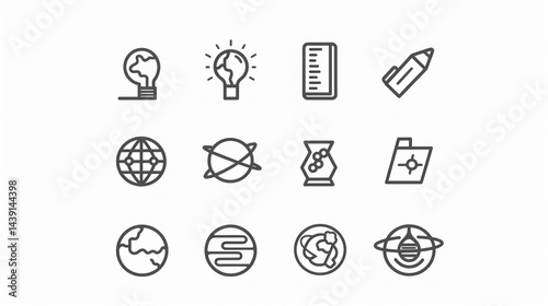 Minimalistic science research icons on white background stock photo --ar 16:9 --raw --v 6 Job ID: 85ed7ffb-0f5c-4a5c-96ed-9c910b305c95