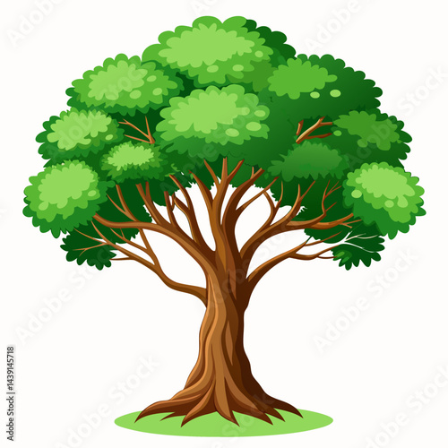 A Cartoon Depiction of a Large and Beautiful Green Tree