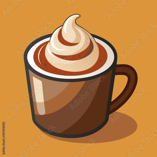 Warm Cocoa Drink With Cream Sweet Taste Aroma