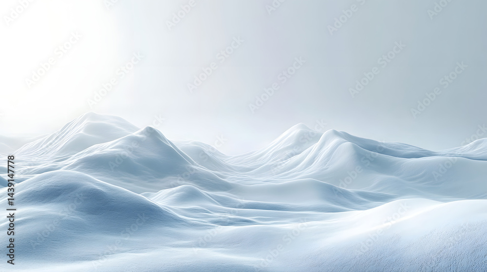 Obraz premium Gentle snow-covered hills serene winter landscape digital art peaceful setting aesthetic view tranquility