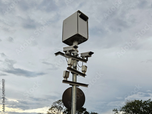 speed control radar camera at avenue in Brasília.