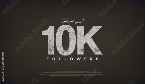 Abstract design thank you 10k followers, with gray color.