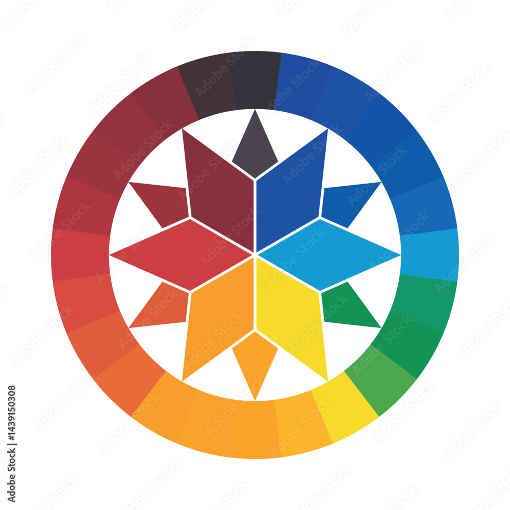 Fototapeta premium Color wheel design showcasing a spectrum of vibrant hues set against a white background