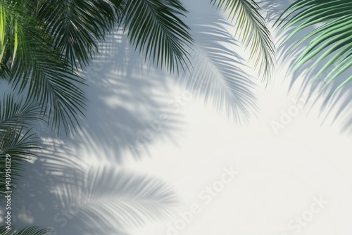 Realistic tropical palm shadow texture, corner placement, usable on transparent layers for presentation