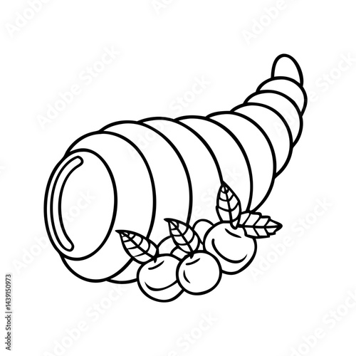 cornucopia horn of plenty icon, cornucopia horn of plenty line art - simple line art of cornucopia horn of plenty, perfect for cornucopia horn of plenty logos and icons