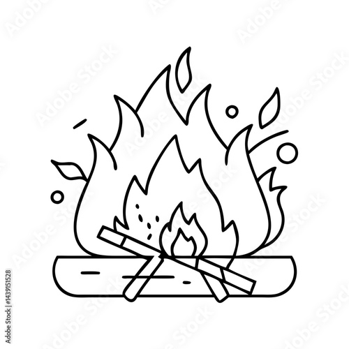 crackling fire icon, crackling fire line art - simple line art of crackling fire, perfect for crackling fire logos and icons