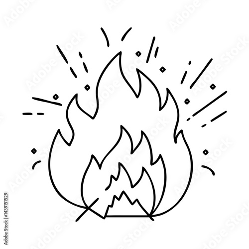 crackling fire icon, crackling fire line art - simple line art of crackling fire, perfect for crackling fire logos and icons