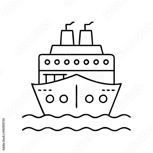 cruise ship icon, cruise ship line art - simple line art of cruise ship, perfect for cruise ship logos and icons
