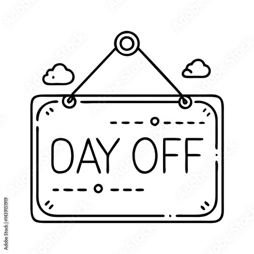  day off sign icon, day off sign line art - simple line art of day off sign, perfect for day off sign logos and icons