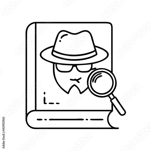detective novel icon, detective novel line art - simple line art of detective novel, perfect for detective novel logos and icons