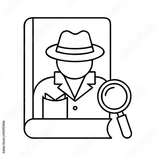 detective novel icon, detective novel line art - simple line art of detective novel, perfect for detective novel logos and icons