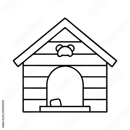 dog house icon, dog house line art - simple line art of dog house, perfect for dog house logos and icons