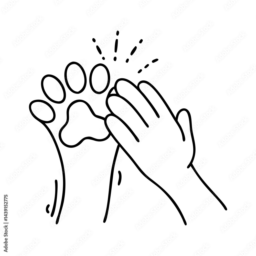 Obraz premium dog paw high five icon, dog paw high five line art - simple line art of dog paw high five, perfect for dog paw high five logos and icons
