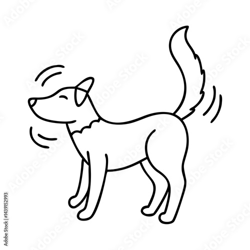 dog s playful tail wagging icon, dog s playful tail wagging line art - simple line art of dog s playful tail wagging, perfect for dog s playful tail wagging logos and icons