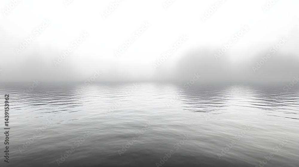 Fototapeta premium Mysterious fog over still water serene nature scene minimalist landscape tranquil environment