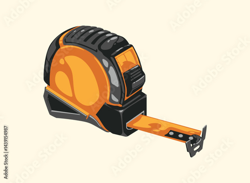 Vector repairer. Illustrations of  Tape Measure tool. Set of cartoon Carpenter Tools