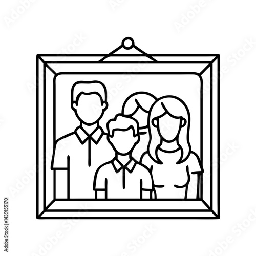 family portrait frame icon, family portrait frame line art - simple line art of family portrait frame, perfect for family portrait frame logos and icons