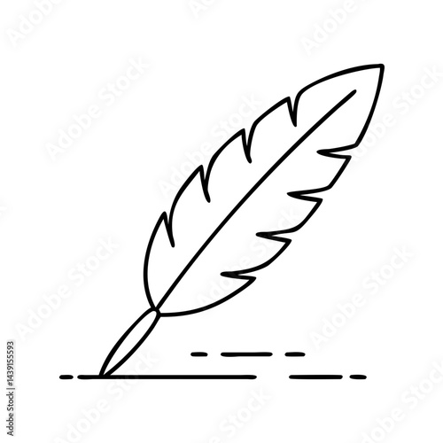 feather quill icon, feather quill line art - simple line art of feather quill, perfect for feather quill logos and icons