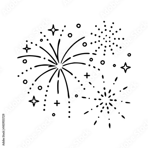 festive fireworks display icon, festive fireworks display line art - simple line art of festive fireworks display, perfect for festive fireworks display logos and icons