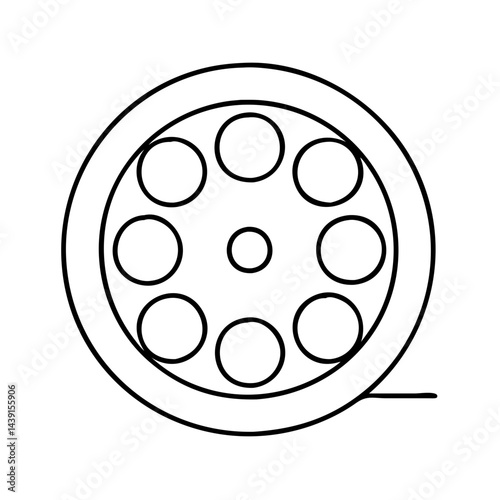 film reel icon, film reel line art - simple line art of film reel, perfect for film reel logos and icons