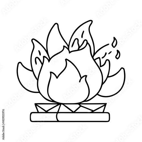 fire pit icon, fire pit line art - simple line art of fire pit, perfect for fire pit logos and icons