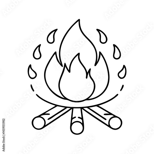 fire pit icon, fire pit line art - simple line art of fire pit, perfect for fire pit logos and icons