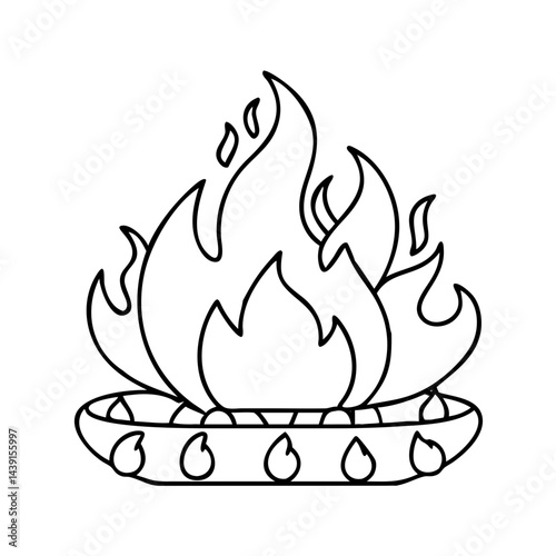 fire pit icon, fire pit line art - simple line art of fire pit, perfect for fire pit logos and icons