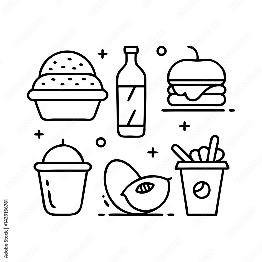 food and drink s icon, food and drink s line art - simple line art of food and drink s, perfect for food and drink s logos and icons food and drink s icon, food and drink s line art - simple line art of food and drink s, perfect for food and drink s logos and icons