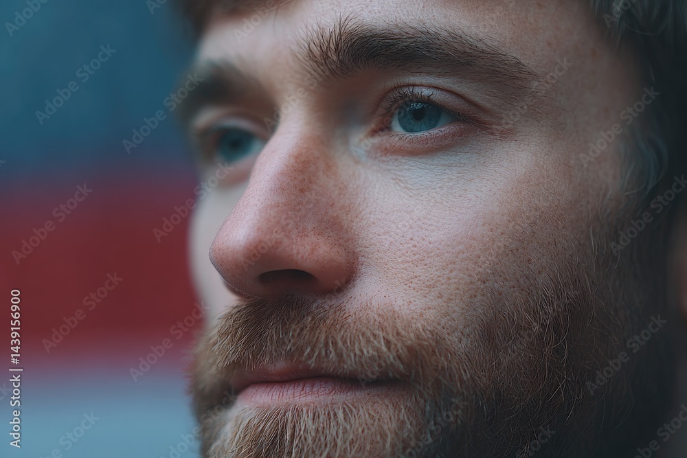 Fototapeta premium captivating portrait of individual with any racial background age or gender against blurred usa flag