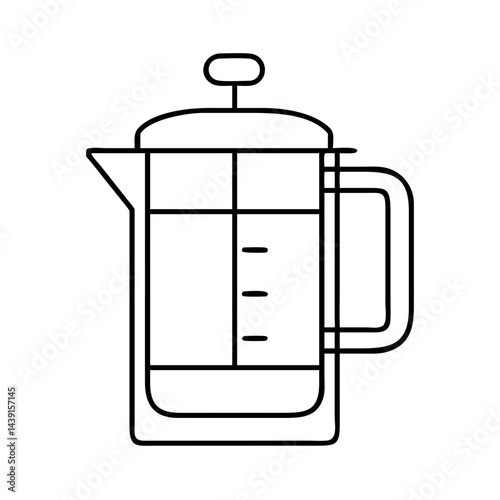 french press icon, french press line art - simple line art of french press, perfect for french press logos and icons