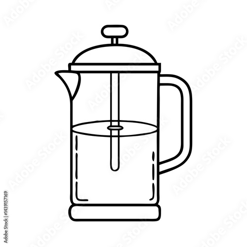 french press icon, french press line art - simple line art of french press, perfect for french press logos and icons