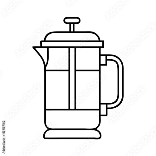 french press icon, french press line art - simple line art of french press, perfect for french press logos and icons