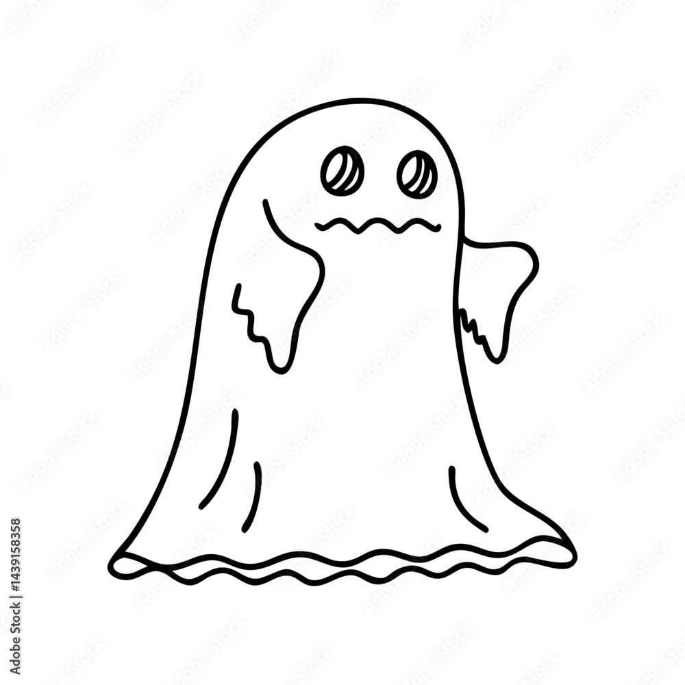 ghost in a sheet icon, ghost in a sheet line art - simple line art of ghost in a sheet, perfect for ghost in a sheet logos and icons