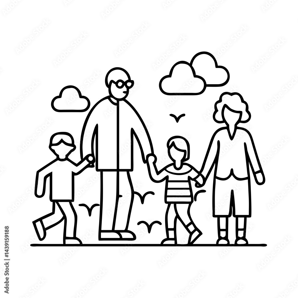 grandparents hugging grandchildren icon grandparents hugging grandchildren icon