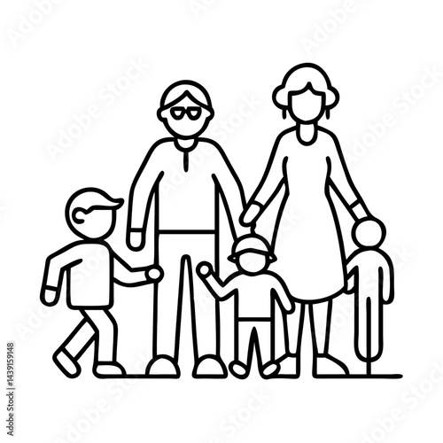grandparents hugging grandchildren icon