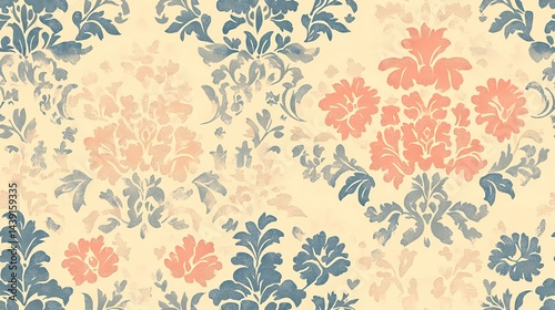 Vintage floral wallpaper tile with subtle flower patterns and aged textures, great for antique backgrounds and nostalgic decorative designs.