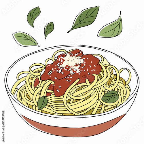 pasta with tomato sauce and basil